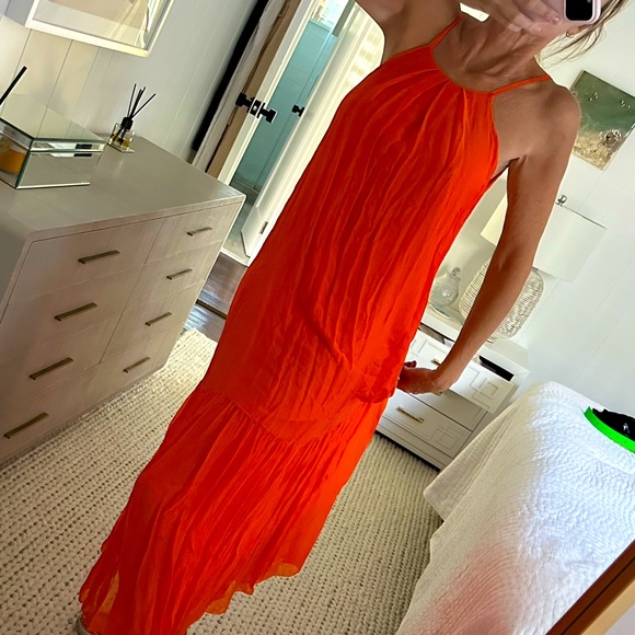 Italian silk mix bright orange sundress - Picture 3 of 8